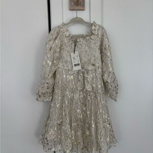BNWT Glittery Gold Formal girls dress with bow